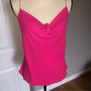 Hot pink draped cowl cami